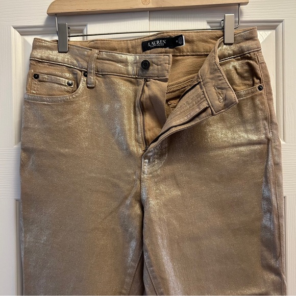 Lauren Ralph Lauren Gold Metallic Sparkle Jeans - Picture 4 of 8